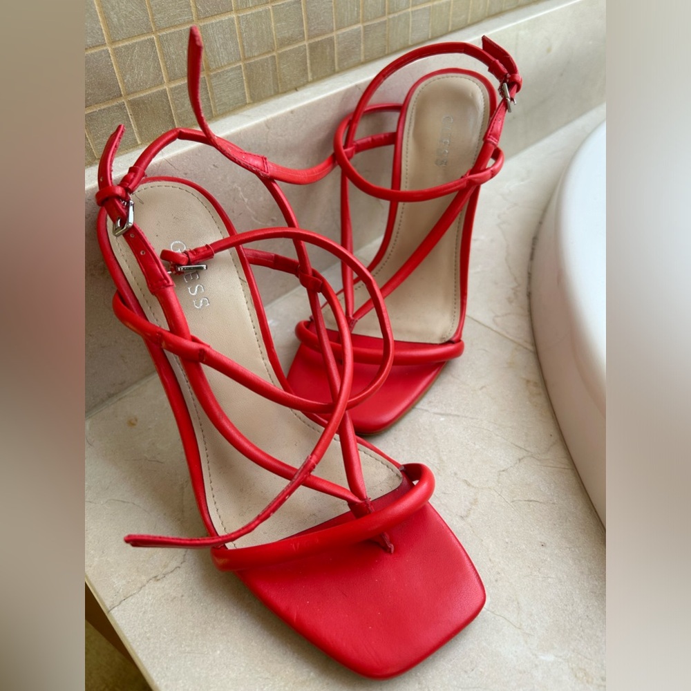 Guess Red Strappy Heels